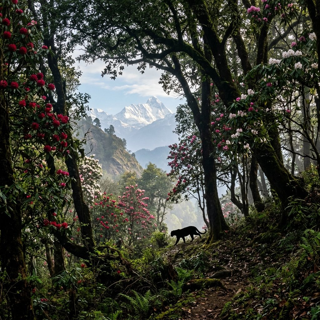 Binsar Wildlife Sanctuary oak forest Uttarakhand