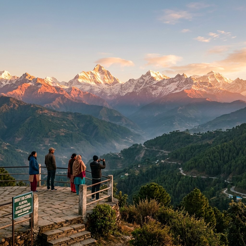Sunrise view from Bright End Corner Almora Himalayas